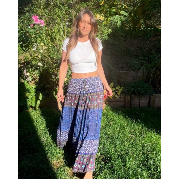 Vintage Blockprint Drawstring Skirt — Adjustable Fit / Spell-Level Cult Piece - Picture 2 of 10